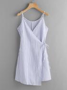 Shein Vertical Striped Wrap Cami Dress