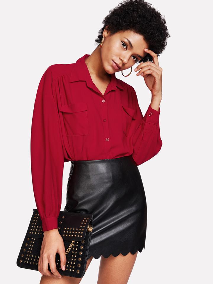 Shein Single Breasted Dual Pocket Shirt