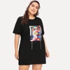 Shein Plus Figure Pattern Letter Tape Detail Dress
