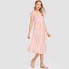 Shein Button Detail Striped Dress With Tied Strap