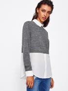 Shein Heather Knit 2 In 1 Sweatshirt