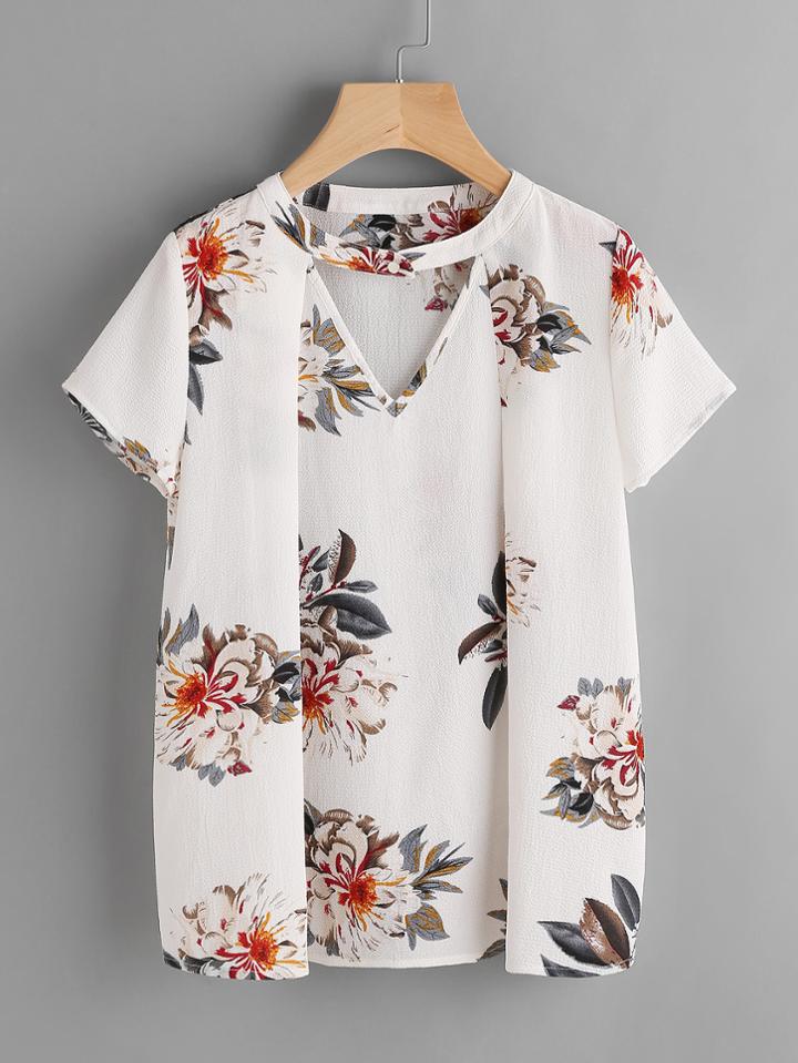 Shein Choker Neck Pleated Top