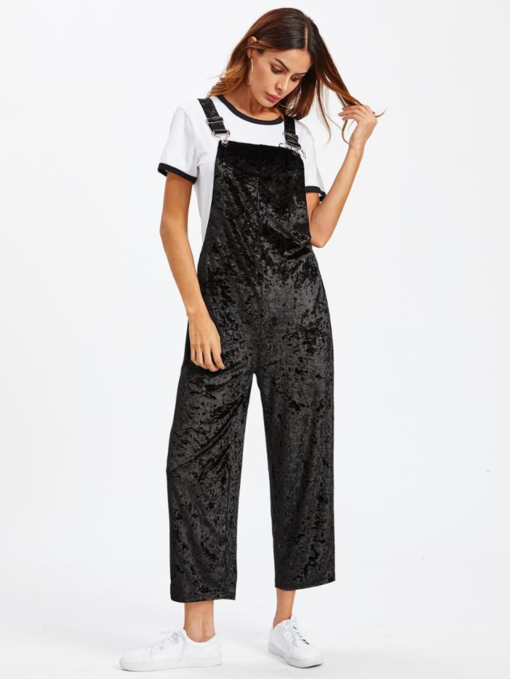 Shein Crisscross Back Velvet Overalls