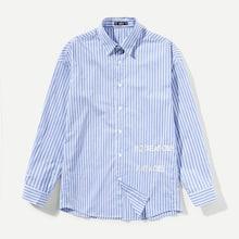Shein Men Striped Print Lettering Shirt