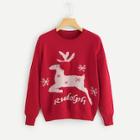 Shein Christmas Elk & Letter Print Sweater
