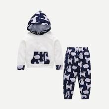 Shein Toddler Boys Cat Print Hoodie With Pants
