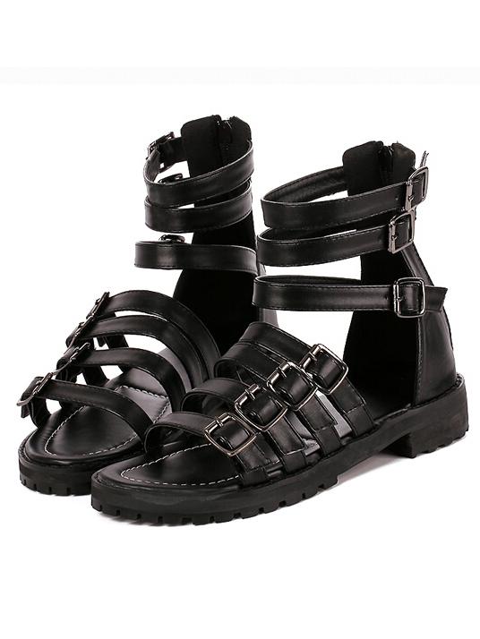 Shein Faux Leather Buckled Straps Sandals