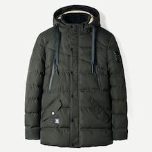 Shein Men Fleece Lined Solid Detachable Hooded Puffer Coat