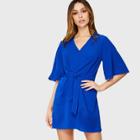 Shein Bell Sleeve Knotted Textured Dress