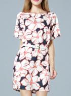 Shein White Belted Print A-line Dress