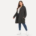 Shein Plus Vertical Stripe Longline Coat