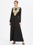 Shein Sequin Applique Detail Full Length Dress