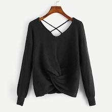 Shein Twist Detail V-neck Sweater