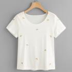 Shein Bee Embroidered T-shirt