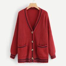 Shein Plus Single Breasted V Neck Coat