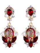 Shein Red Drop Gemstone Gold Diamond Earrings