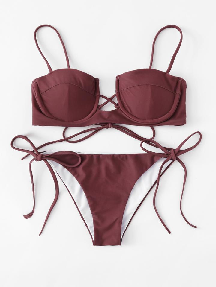 Shein Tie Side Criss Cross Bikini Set