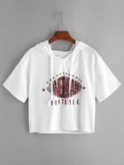 Shein Slogan Print Hooded T-shirt