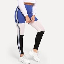 Shein Wide Waistband Color Block Leggings