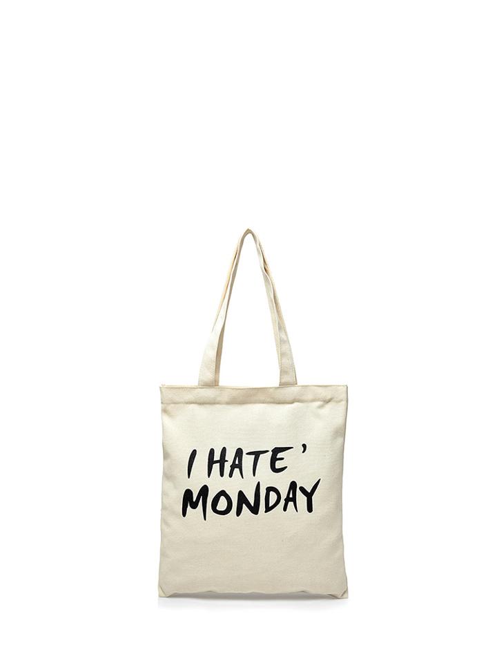 Shein Slogan Print Canvas Tote Bag