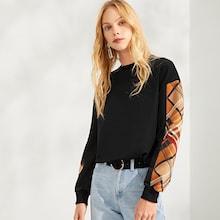 Shein Plaid Detail Tunic Pullover
