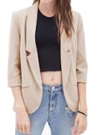 Rosewe Notch Collar Beige Three Quarter Sleeve Blazer