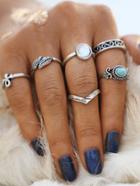 Shein Turquoise Detail Multi Shaped Ring Set 6pcs