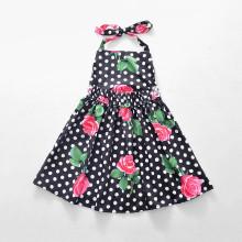 Shein Girls Rose Print Spot Halter Dress