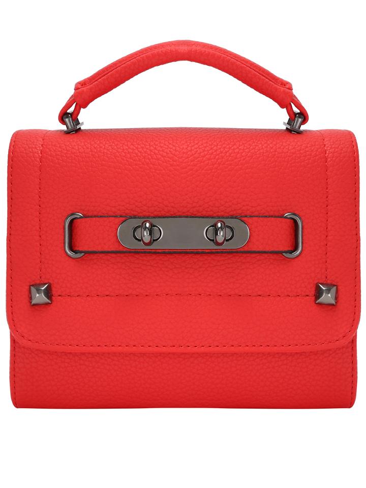 Shein Red Double Turn Locks Flap Bag