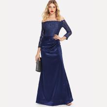 Shein Off-shoulder Lace Contrast Dress