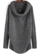 Shein Grey Boat Neck Long Sleeve Loose Sweater