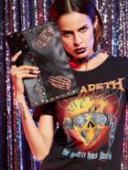 Shein Metal Skeleton Hand Studded Clutch Bag