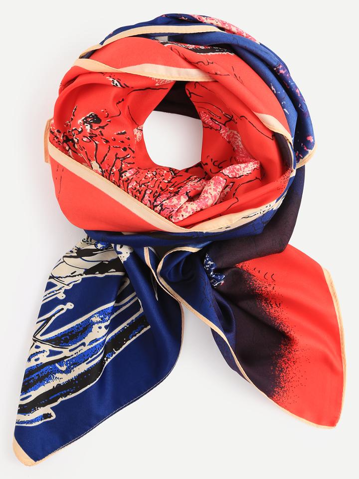 Shein Multicolor View Print Scarf