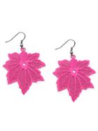 Shein Hot Pink Maple Leaf Earrings