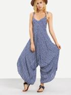 Shein Striped Wide Leg Jumpsuit - Blue