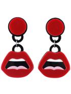 Shein Red Black Mouth Earrings