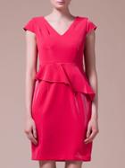 Shein Red V Neck Peplum Velvet Sheath Dress