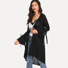 Shein Ribbon Bow Tie Solid Coat