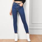 Shein Buttoned Crop Skinny Jeans