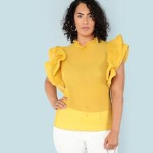 Shein Plus Exaggerated Tiered Ruffle Trim Top