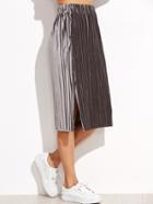 Shein Grey Slit Side Pleated Velvet Skirt