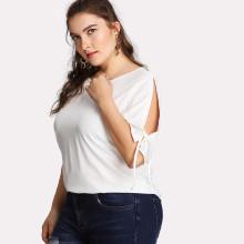 Shein Plus Split Sleeve Solid Tee