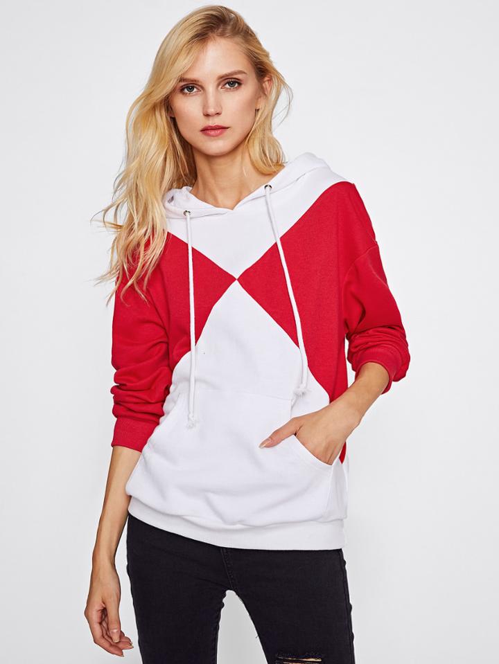 Shein Two Tone Kangaroo Pocket Front Hoodie