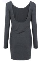 Shein Dark Grey Long Sleeve Ruched Wrap Bodycon Dress