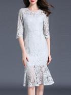 Shein Crew Neck Lace Fishtail Dress