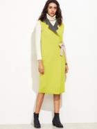 Shein Yellow Double Face Sleeveless Wrap Coat