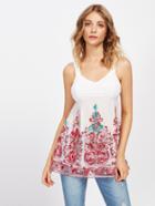 Shein Embroidery Mesh Overlay Babydoll Top