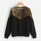 Shein Cut-and-sew Leopard Print Sweatshirt
