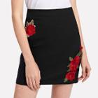 Shein Rose Embroidered Applique Skirt