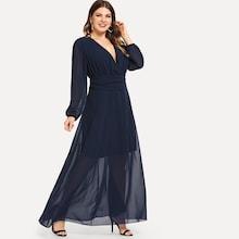 Shein Plus Plunging Neck Solid Dress
